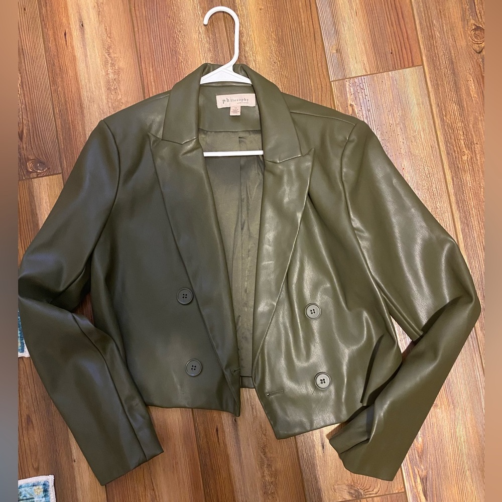 Philosophy cropped leather jacket
